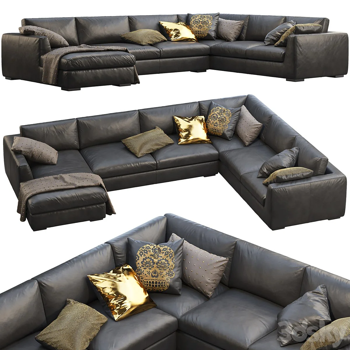 RH Modena Taper Arm U-Sofa Chaise Sectional Sofa